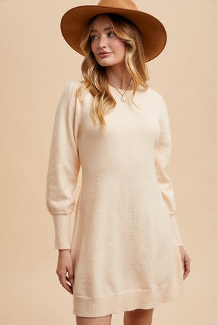 Puff Sleeve Sweater Dress