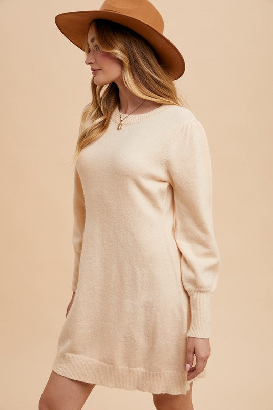 Puff Sleeve Sweater Dress